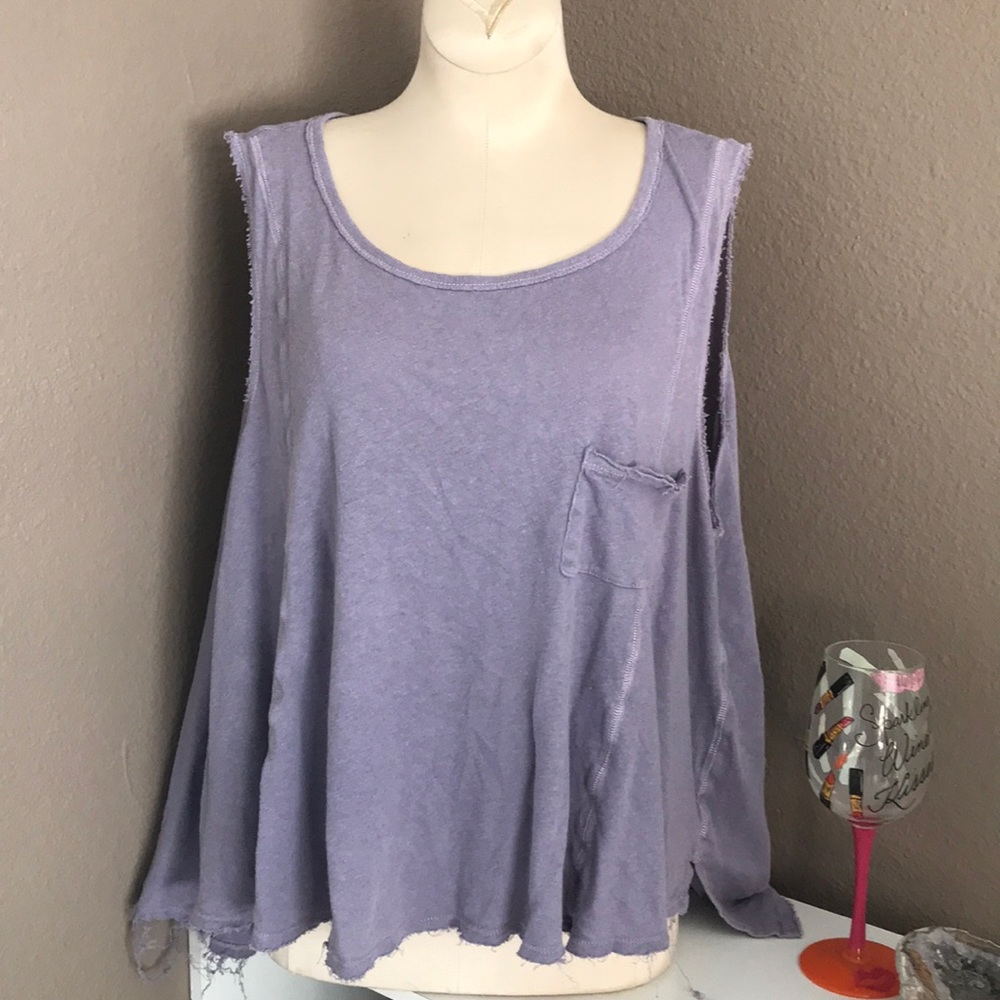 We The Free raw edge loose fit tank